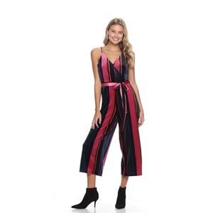 Speechless  Juniors Velvet Jewel Toned Whimsical Cropped Holiday Jumpsuit Size L